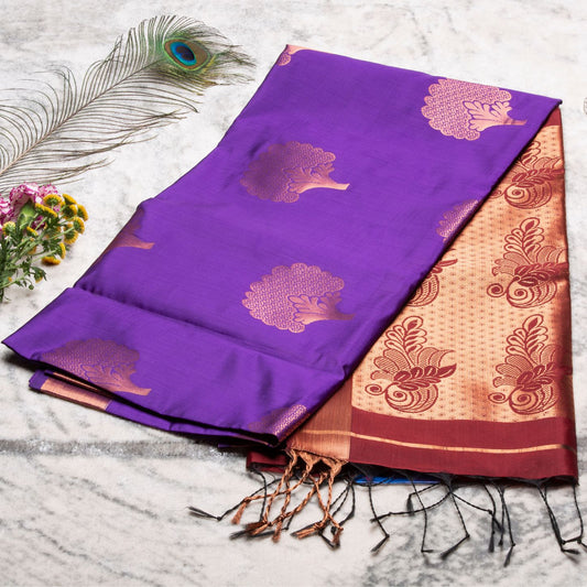 Kanchipuram Soft Thread Purple Silk Saree | KA10043