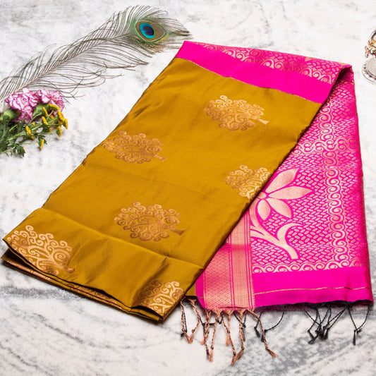 Kanchipuram Soft Thread Mustard Silk Saree | KA10048