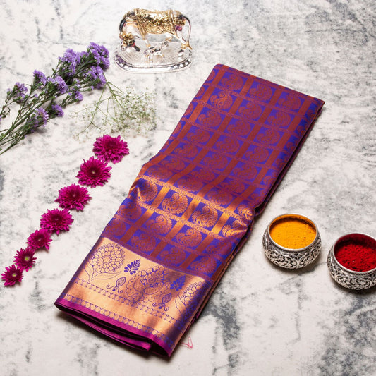 Kanchipuram Tissue Rama Blue Silk Saree | KA10216