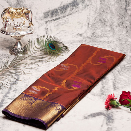 Kanchipuram Zary Brown Silk Saree | KA10103