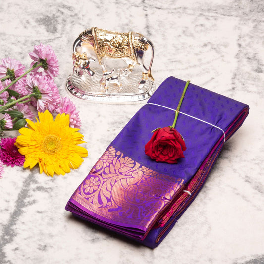 Kanchipuram Soft Rebecca Purple Silk Saree | KA10007