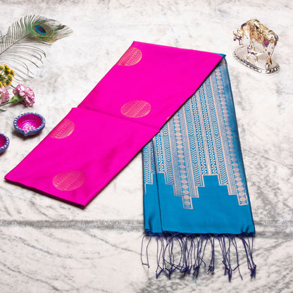 Kanchipuram Thread Hot Pink Silk Saree | KA10034