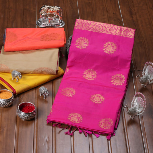 Kanchipuram Soft Rose Pink Silk Saree | KA10240