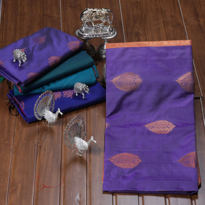 Kanchipuram Soft Dark Lavender Silk Saree | KA10250