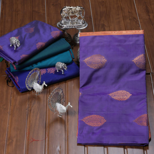 Kanchipuram Soft Dark Lavender Silk Saree | KA10250