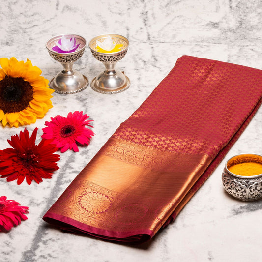 Kanchipuram Zary Brown Silk Saree | KA10137