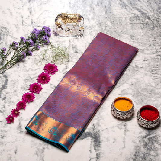 Kanchipuram Tissue Ananda Blue Silk Saree | KA10184