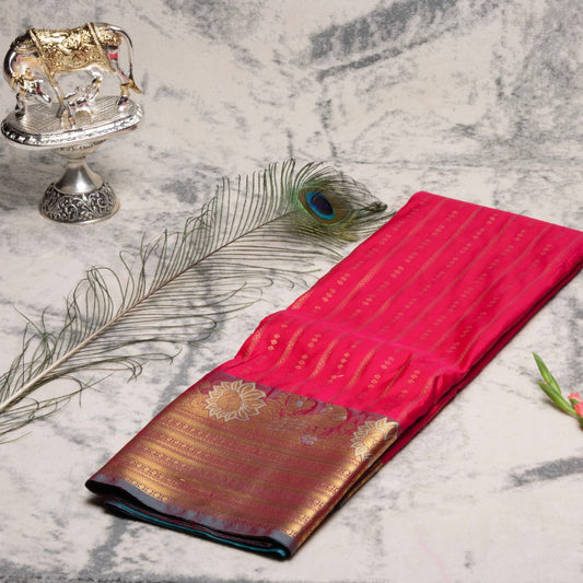 Kanchipuram Zary Ruby Red Silk Saree | KA10144