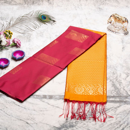 Kanchipuram Thread Red Plum Silk Saree | KA10028