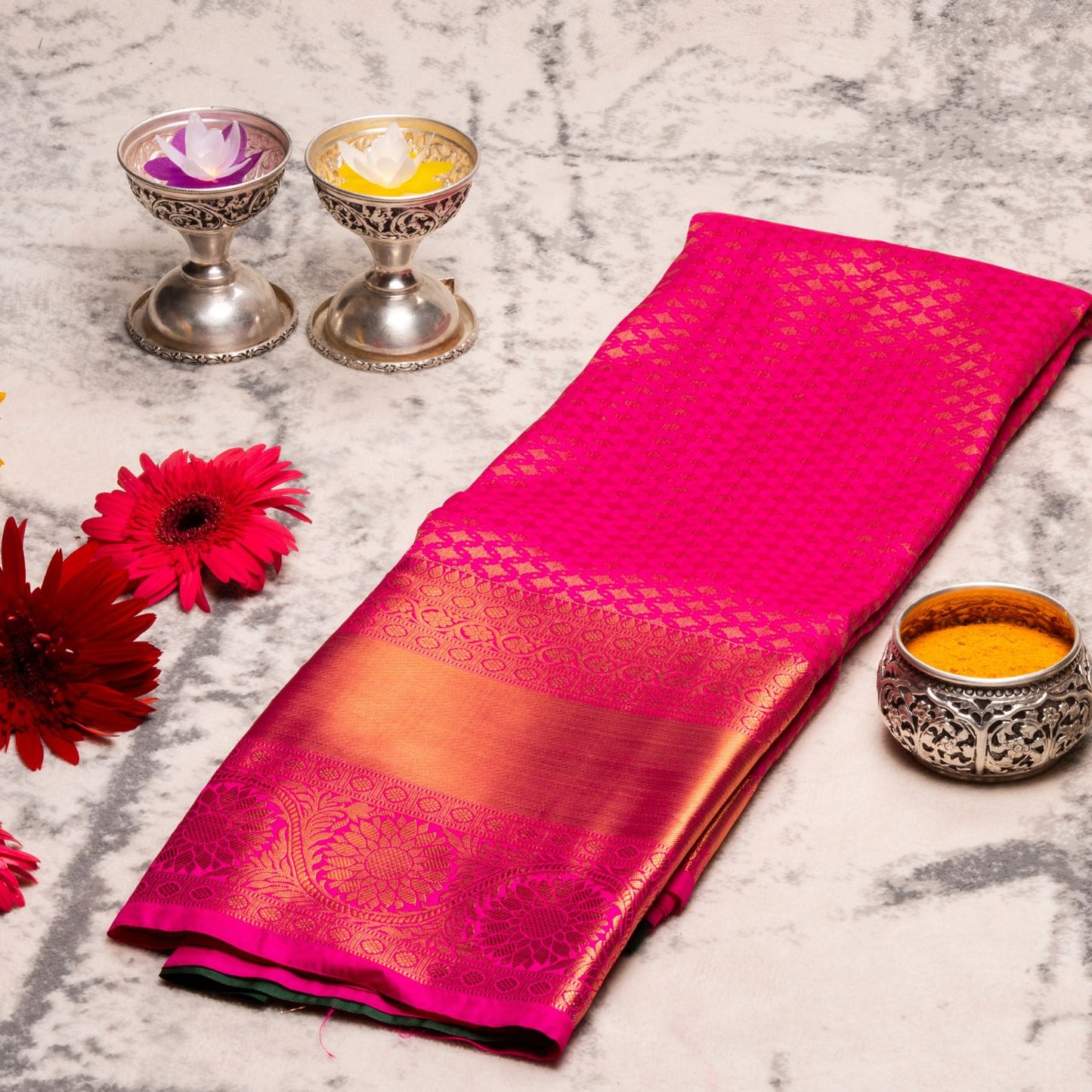 Kanchipuram Zary Pink Silk Saree | KA10139
