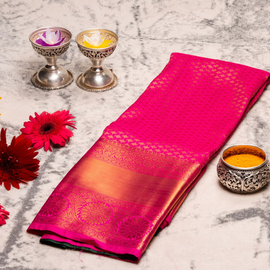 Kanchipuram Zary Pink Silk Saree | KA10139