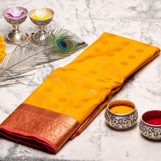 Kanchipuram Cotton Haladhi Silk Saree | KA10211