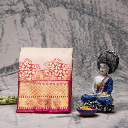Kanchipuram Traditional Cream Silk Saree | KA10164