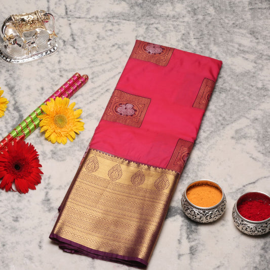 Kanchipuram Pure Ruby Red Silk Saree	 | KA10223