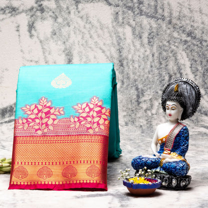 Kanchipuram Traditional Teal Silk Saree | KA10150