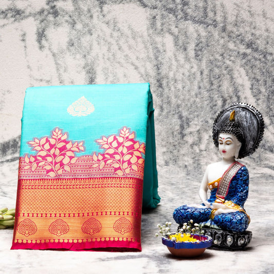 Kanchipuram Traditional Teal Silk Saree | KA10150