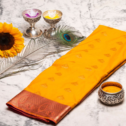 Kanchipuram Cotton Haladhi Silk Saree | KA10212