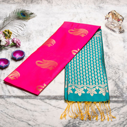 Kanchipuram Thread Shocking Pink Silk Saree | KA10035