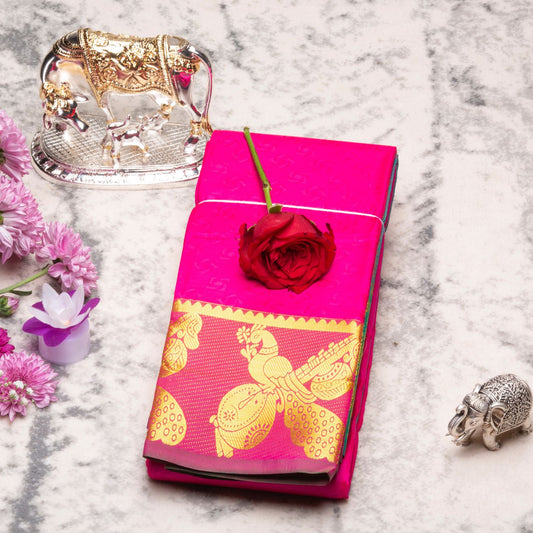 Kanchipuram Soft Rani Pink Silk Saree | KA10001