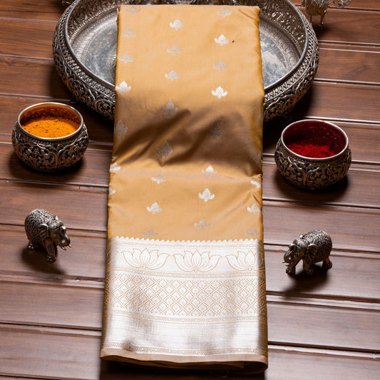 Silver Butta Light Wheat Silk Saree | KA10057