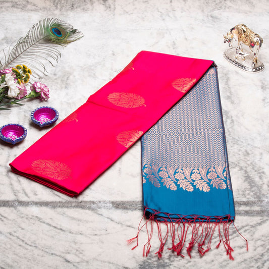 Kanchipuram Thread Raspberry Silk Saree | KA10036