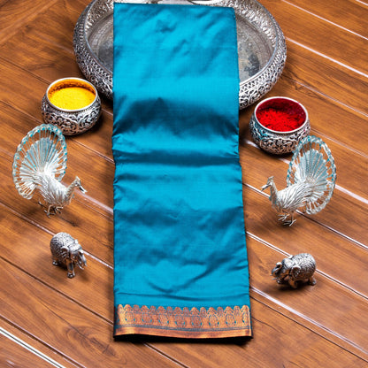 Kanchipuram Banarasi Dark Turquoise Silk Saree | KA10085