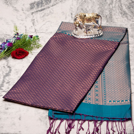 1000 Butta Deep Purple Silk Saree | KA10076