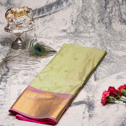 Kanchipuram Zary Pista Silk Saree | KA10111