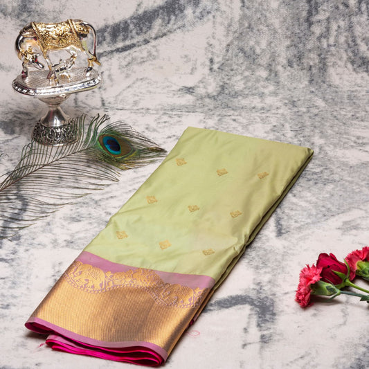 Kanchipuram Zary Pista Silk Saree | KA10111