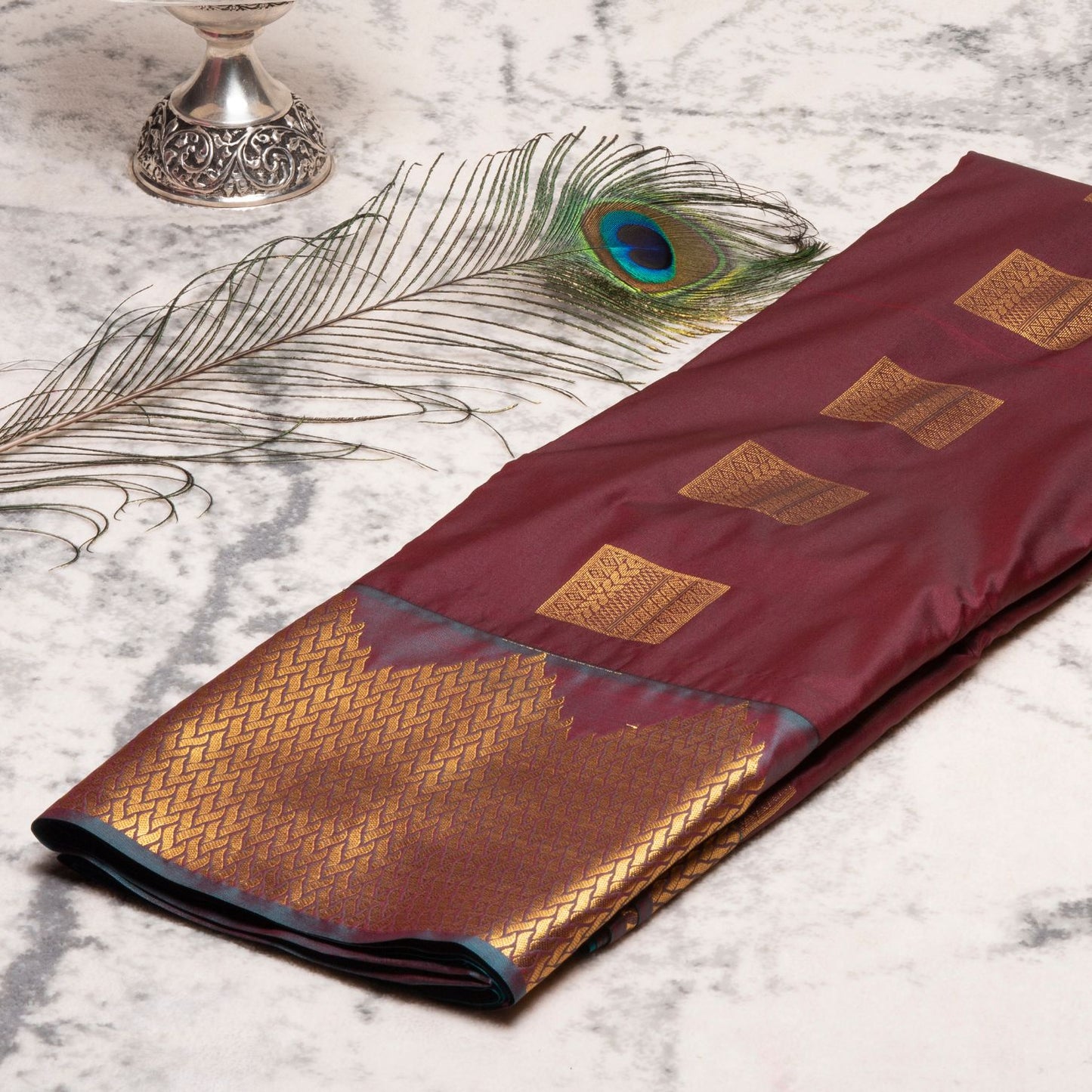 Kanchipuram Traditional Wine Silk Saree | KA10127