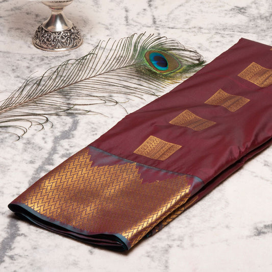 Kanchipuram Traditional Wine Silk Saree | KA10127