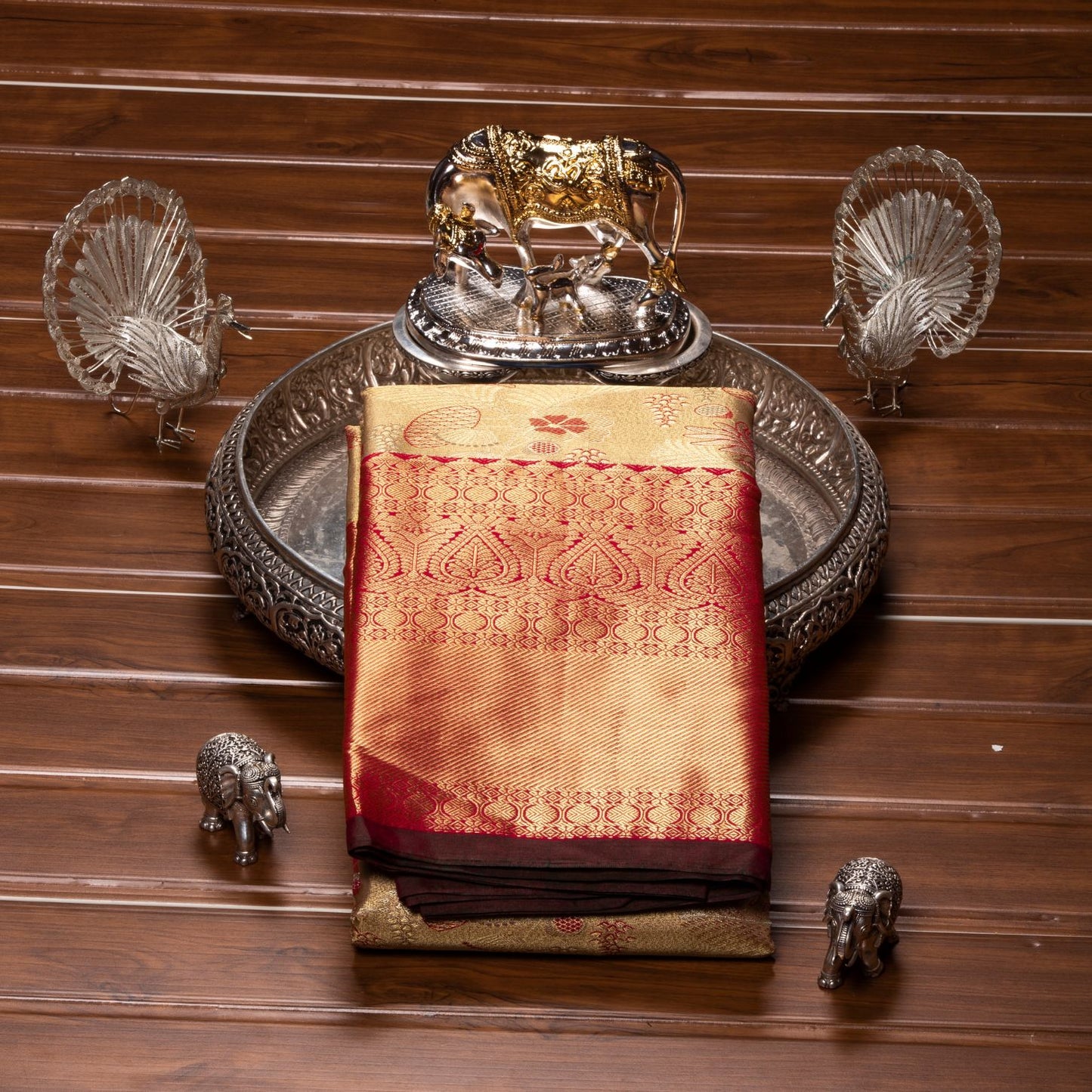 Kanchipuram Tissue Golden Silk Saree | KA10169
