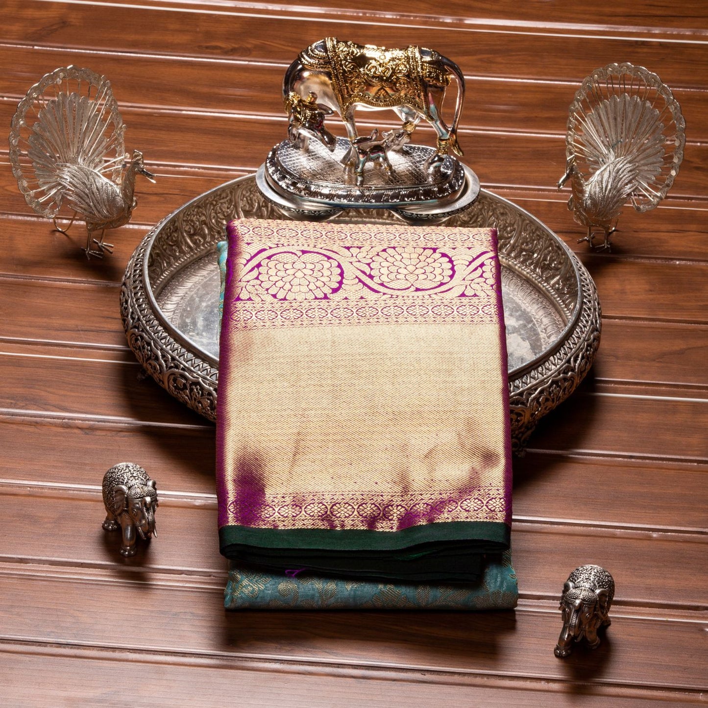 Kanchipuram Tissue Baby Blue Silk Saree | KA10172