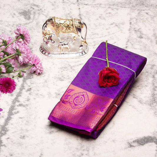 Kanchipuram Soft Rebecca Purple Silk Saree | KA10008