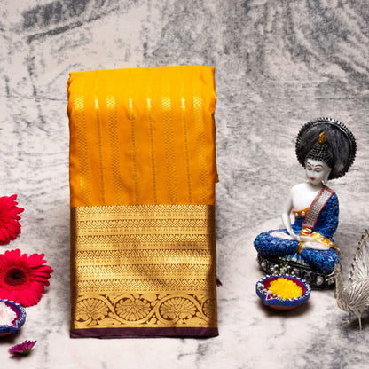 Kanchipuram Traditional Dark Honey Silk Saree | KA10130
