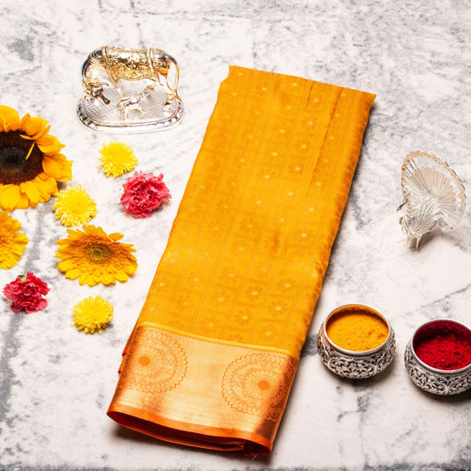 Kanchipuram Tissue Haladhi Silk Saree | KA10191