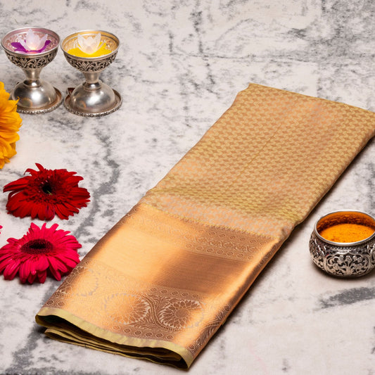 Kanchipuram Zary Tea Silk Saree | KA10141