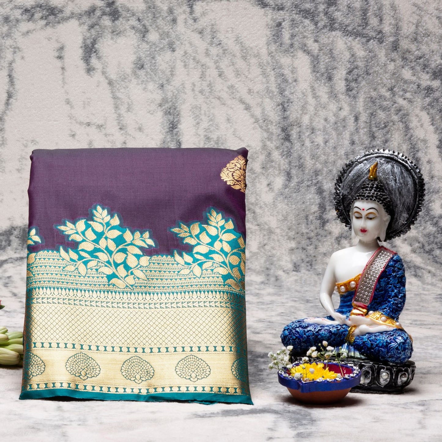 Kanchipuram Traditional Plum Silk Saree | KA10155