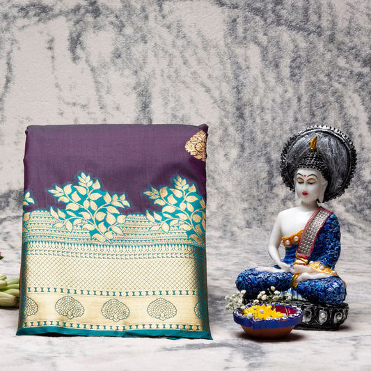 Kanchipuram Traditional Plum Silk Saree | KA10155