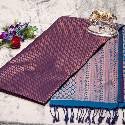 1000 Butta Deep Purple Silk Saree | KA10074