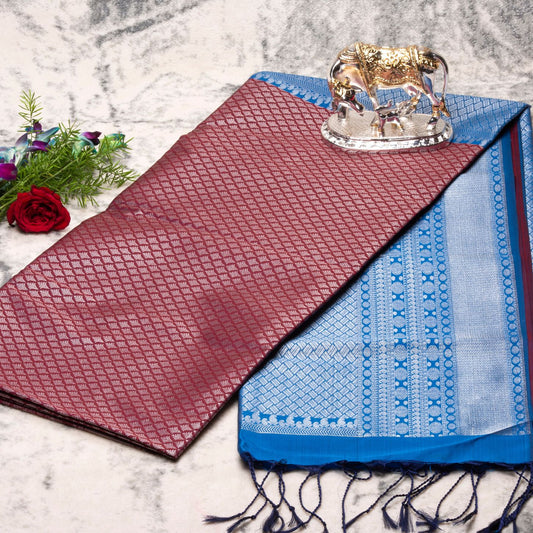 1000 Butta Wine Brown Silk Saree | KA10068