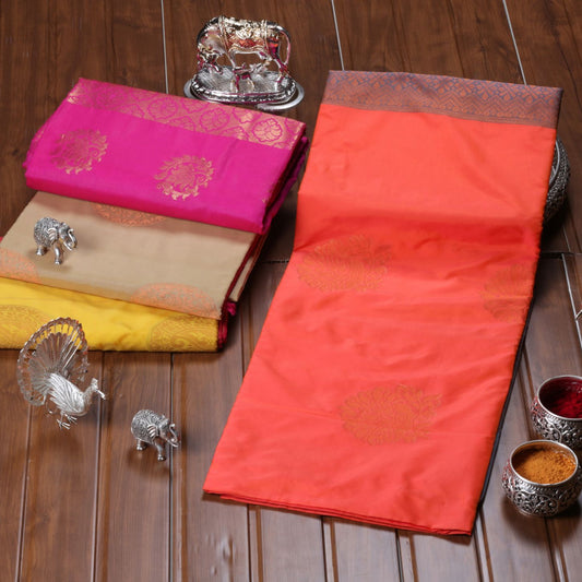 Kanchipuram Soft Orange Silk Saree | KA10241