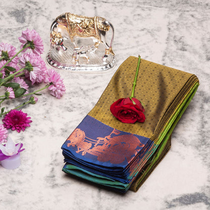 Kanchipuram Soft Olive Green Silk Saree | KA10020