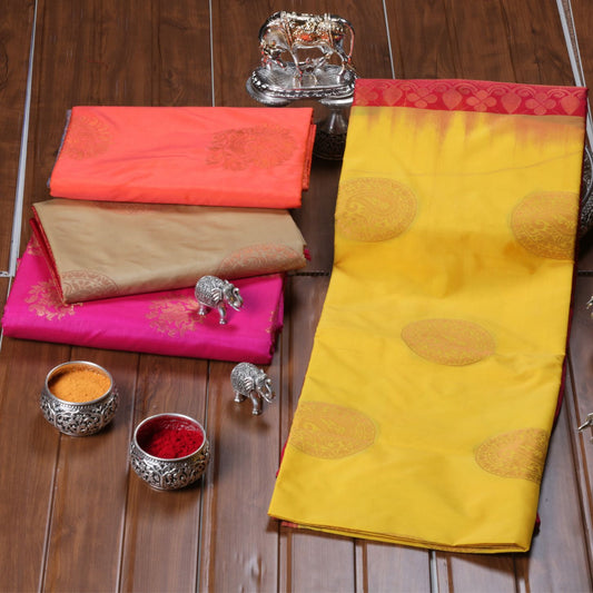 Kanchipuram Soft Yellow Silk Saree | KA10242
