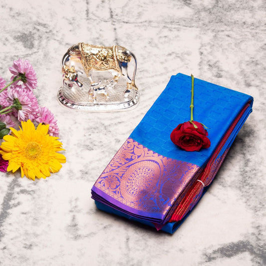 Kanchipuram Soft Persian Blue Silk Saree | KA10016