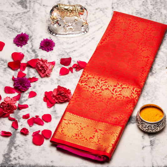 Kanchipuram Tissue Red Silk Saree | KA10193