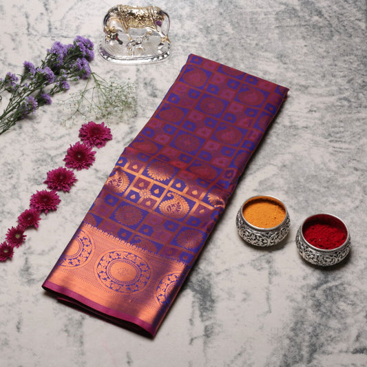 Kanchipuram Tissue Purple Silk Saree | KA10218