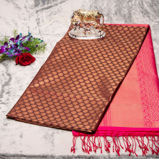 1000 Butta French Pink Silk Saree | KA10069