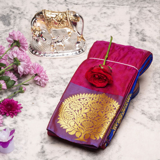 Kanchipuram Soft Lite Plum Silk Saree | KA10011