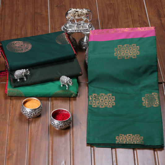 Kanchipuram Soft Green Silk Saree | KA10255